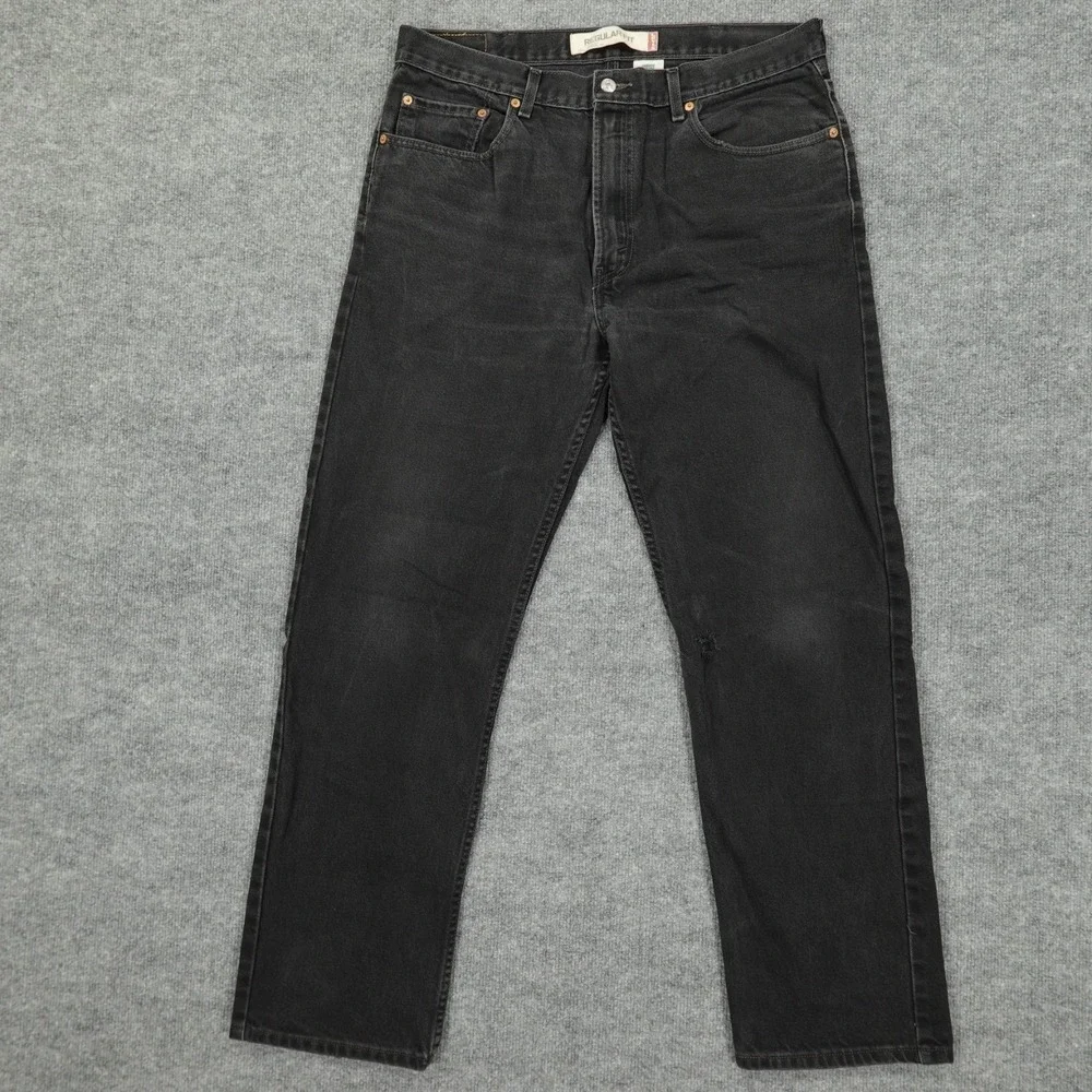 Vintage Levis 505 Mens Jeans Regular Straight Black Dark Y2K 36x32 (Tag 38x32)